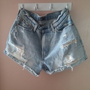 Abercrombie & Fitch Light Blue Distressed Jean Shorts